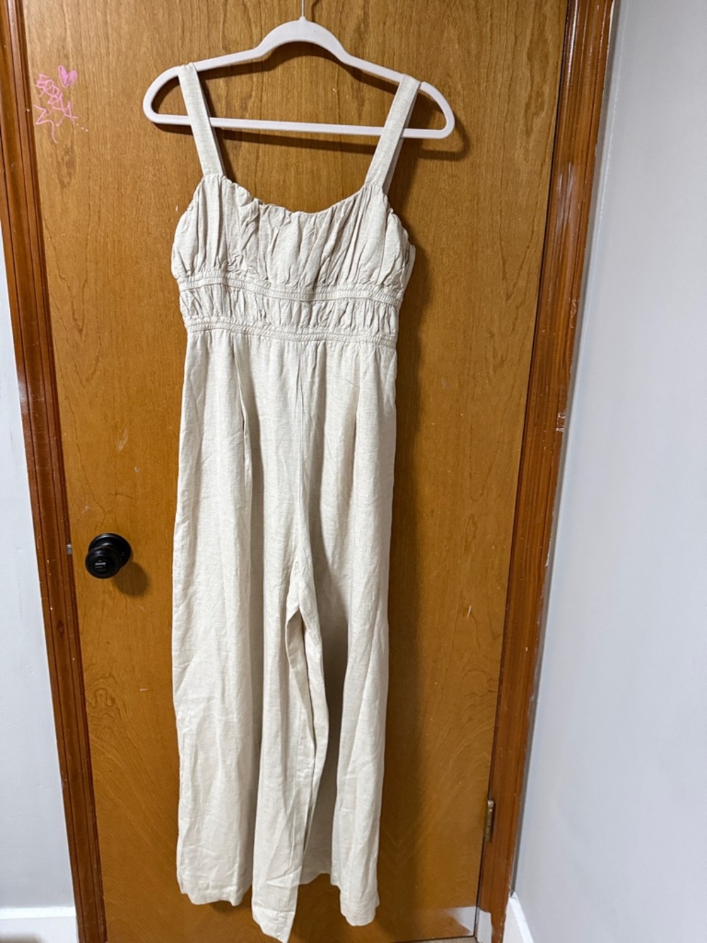 Astr Cream Sleeveless Wide-Leg Jumpsuit
